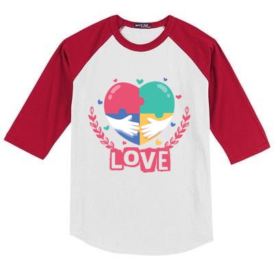 Choose Kind Autism Awareness Spread Love Neurodiversity Funny Gift Kids Colorblock Raglan Jersey