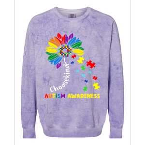 Choose Kind Autism Awareness Sunflower Mom Cute Funny Gift Cute Gift Colorblast Crewneck Sweatshirt