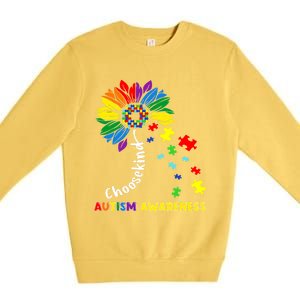 Choose Kind Autism Awareness Sunflower Mom Cute Funny Gift Cute Gift Premium Crewneck Sweatshirt