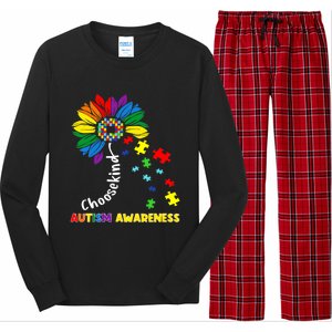 Choose Kind Autism Awareness Sunflower Mom Cute Funny Gift Cute Gift Long Sleeve Pajama Set