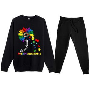 Choose Kind Autism Awareness Sunflower Mom Cute Funny Gift Cute Gift Premium Crewneck Sweatsuit Set