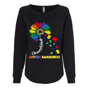 Choose Kind Autism Awareness Sunflower Mom Cute Funny Gift Cute Gift Womens California Wash Sweatshirt