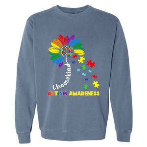 Choose Kind Autism Awareness Sunflower Mom Cute Funny Gift Cute Gift Garment-Dyed Sweatshirt