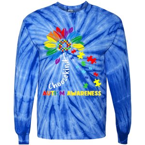 Choose Kind Autism Awareness Sunflower Mom Cute Funny Gift Cute Gift Tie-Dye Long Sleeve Shirt