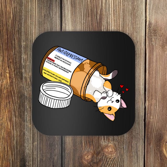 Calico Kitty Antidepressant Love Medicine Coaster