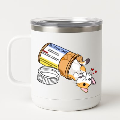 Calico Kitty Antidepressant Love Medicine 12 oz Stainless Steel Tumbler Cup