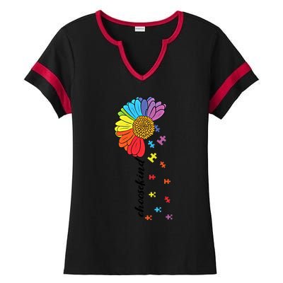 Choose Kind Autism Awareness Flower Funny Gift Ladies Halftime Notch Neck Tee