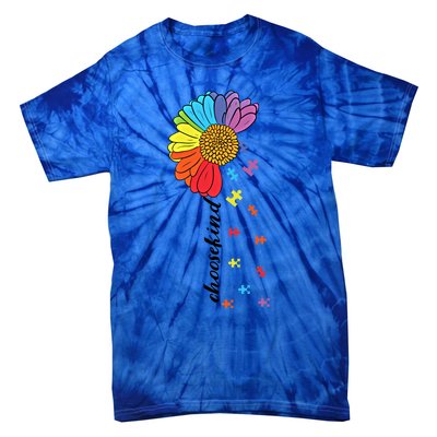 Choose Kind Autism Awareness Flower Funny Gift Tie-Dye T-Shirt