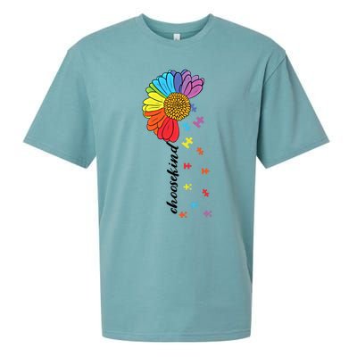 Choose Kind Autism Awareness Flower Funny Gift Sueded Cloud Jersey T-Shirt