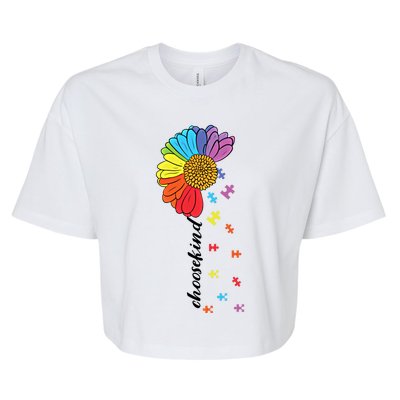 Choose Kind Autism Awareness Flower Funny Gift Bella+Canvas Jersey Crop Tee