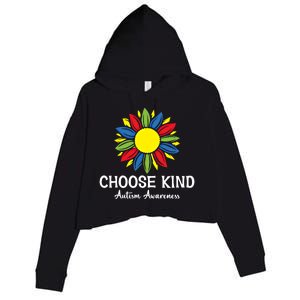 Choose Kind Autism Awareness Month Parents Sunflower Lover Gift Crop Fleece Hoodie