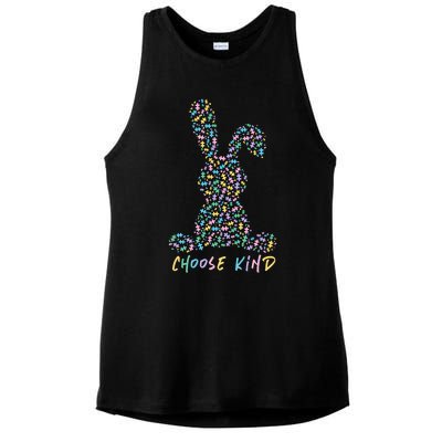 Choose Kind Autism Awareness Puzzle Bunny Easter Gift Ladies PosiCharge Tri-Blend Wicking Tank