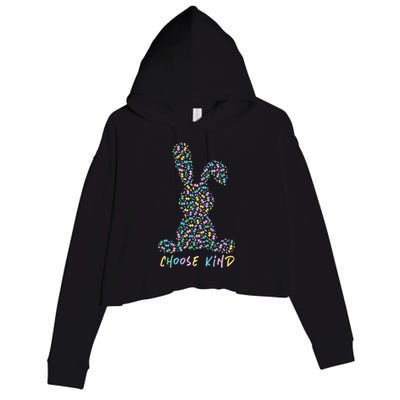 Choose Kind Autism Awareness Puzzle Bunny Easter Gift Crop Fleece Hoodie