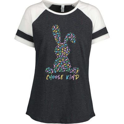 Choose Kind Autism Awareness Puzzle Bunny Easter Gift Enza Ladies Jersey Colorblock Tee