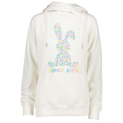 Choose Kind Autism Awareness Puzzle Bunny Easter Gift Womens Funnel Neck Pullover Hood