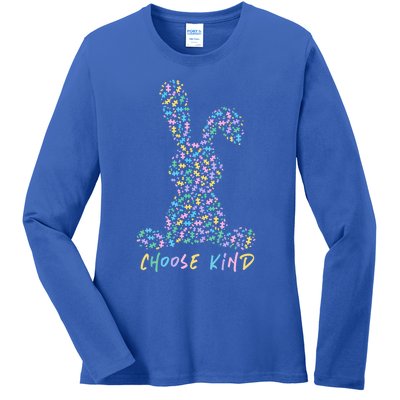 Choose Kind Autism Awareness Puzzle Bunny Easter Gift Ladies Long Sleeve Shirt