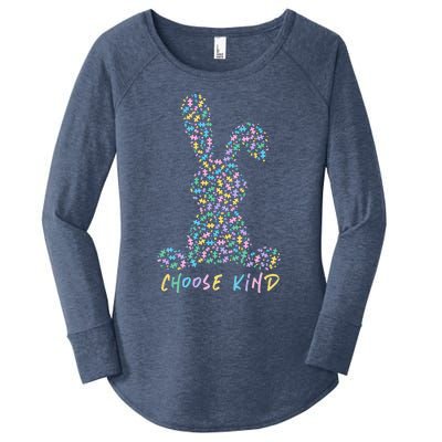 Choose Kind Autism Awareness Puzzle Bunny Easter Gift Women's Perfect Tri Tunic Long Sleeve Shirt