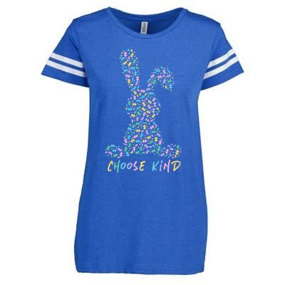 Choose Kind Autism Awareness Puzzle Bunny Easter Gift Enza Ladies Jersey Football T-Shirt