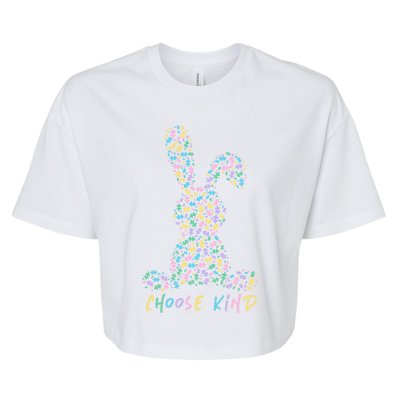 Choose Kind Autism Awareness Puzzle Bunny Easter Gift Bella+Canvas Jersey Crop Tee