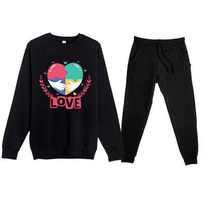 Choose Kind Autism Awareness Spread Love Neurodiversity Gift Premium Crewneck Sweatsuit Set