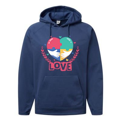 Choose Kind Autism Awareness Spread Love Neurodiversity Gift Performance Fleece Hoodie