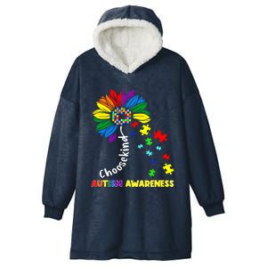 Choose Kind Autism Awareness Sunflower Mom Cute Funny Gift Hooded Wearable Blanket