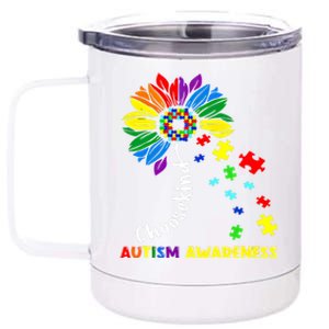 Choose Kind Autism Awareness Sunflower Mom Cute Funny Gift 12 oz Stainless Steel Tumbler Cup