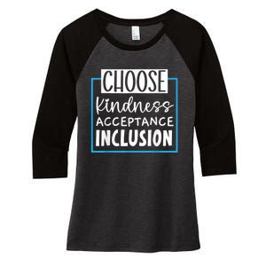 Choose Kindness Acceptance Inclusion Orange Day Women's Tri-Blend 3/4-Sleeve Raglan Shirt