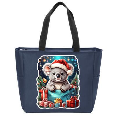 Christmas Koala Bear Zip Tote Bag