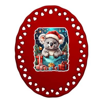 Christmas Koala Bear Ceramic Oval Ornament