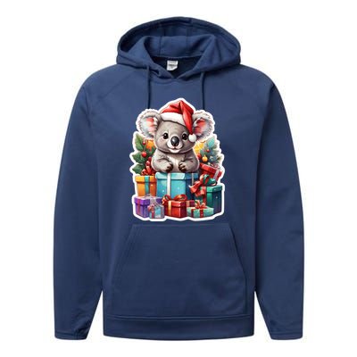 Christmas Koala Bear Performance Fleece Hoodie