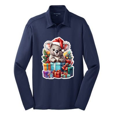 Christmas Koala Bear Silk Touch Performance Long Sleeve Polo