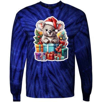 Christmas Koala Bear Tie-Dye Long Sleeve Shirt