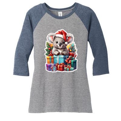 Christmas Koala Bear Women's Tri-Blend 3/4-Sleeve Raglan Shirt