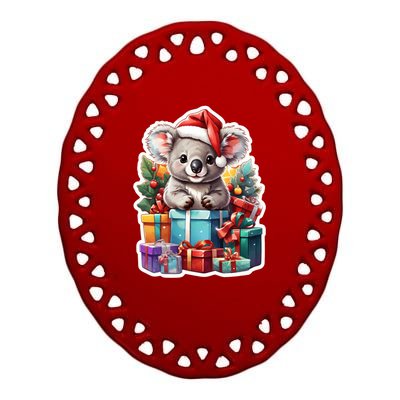 Christmas Koala Bear Ceramic Oval Ornament