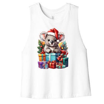 Christmas Koala Bear Women's Racerback Cropped Tank