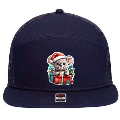 Christmas Koala Bear 7 Panel Mesh Trucker Snapback Hat