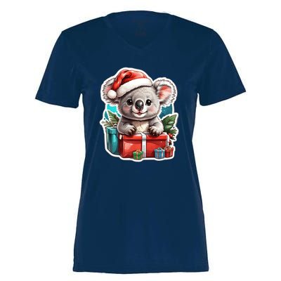 Christmas Koala Bear Women's Momentum V-Neck T-Shirt