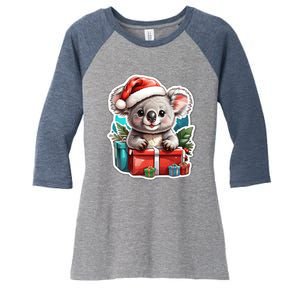 Christmas Koala Bear Women's Tri-Blend 3/4-Sleeve Raglan Shirt