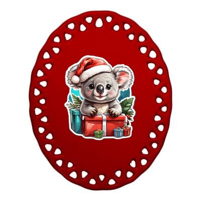 Christmas Koala Bear Ceramic Oval Ornament