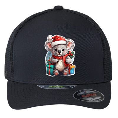 Christmas Koala Bear Flexfit Unipanel Trucker Cap