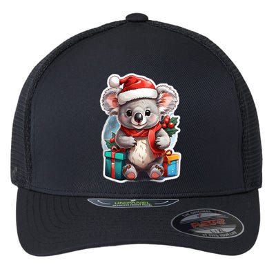 Christmas Koala Bear Flexfit Unipanel Trucker Cap