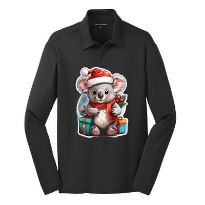 Christmas Koala Bear Silk Touch Performance Long Sleeve Polo