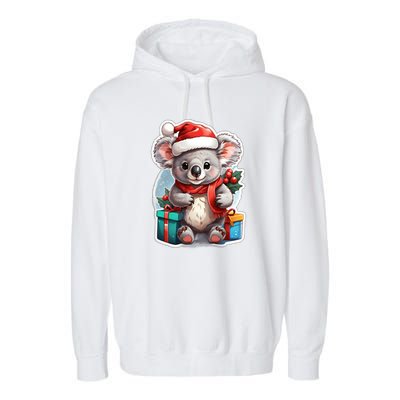 Christmas Koala Bear Garment-Dyed Fleece Hoodie