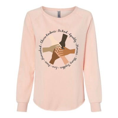 Choose Kindness Be Kind Equality Hu Strong Hand Funny Gift Womens California Wash Sweatshirt