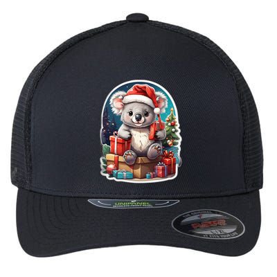 Christmas Koala Bear Flexfit Unipanel Trucker Cap