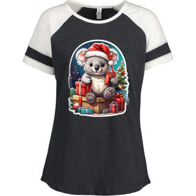 Christmas Koala Bear Enza Ladies Jersey Colorblock Tee