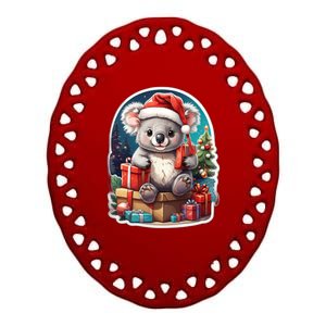 Christmas Koala Bear Ceramic Oval Ornament