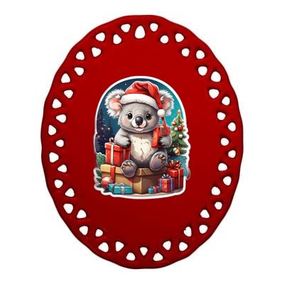 Christmas Koala Bear Ceramic Oval Ornament