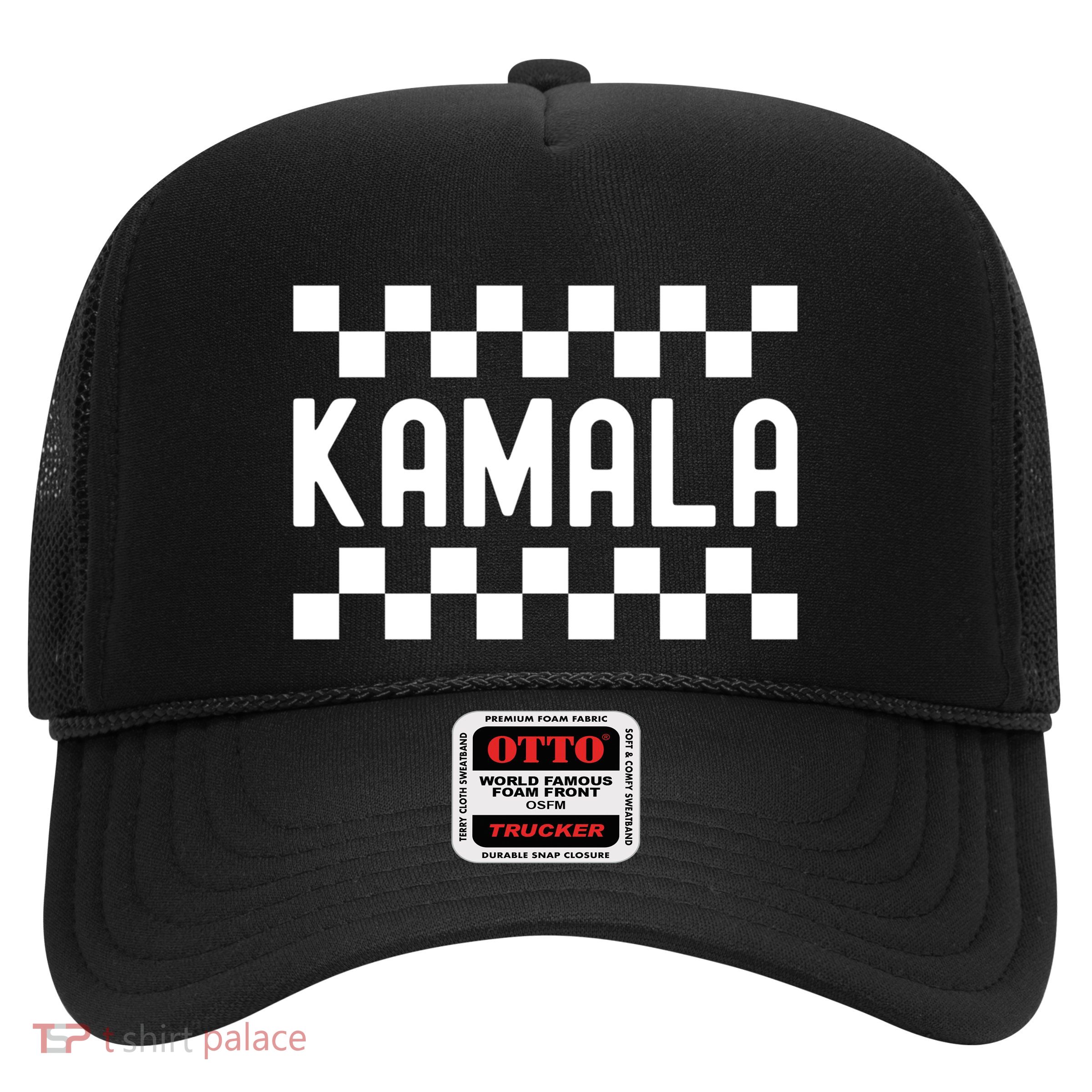 Checkered Kamala Black And White Checkerboard Funny Gift Trucker Hat